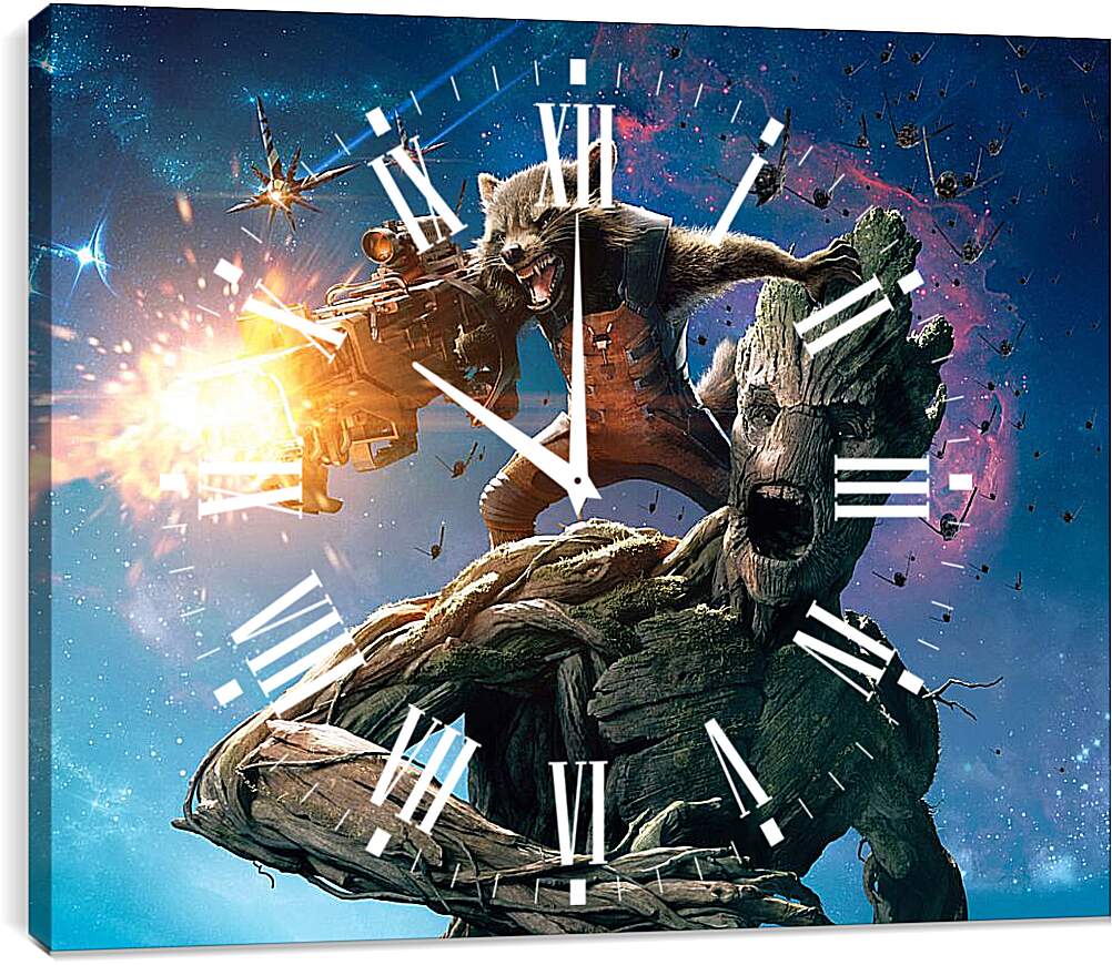 Часы картина - Грут и Ракета