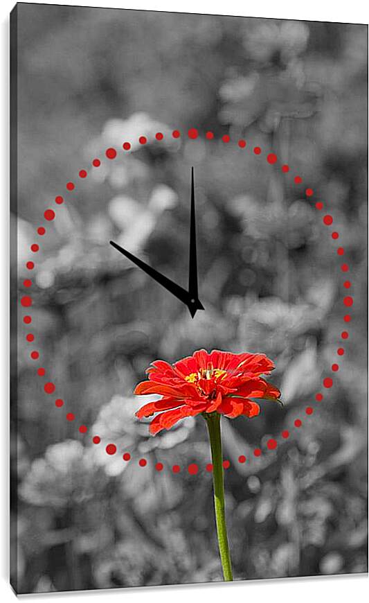 Часы картина - Красная Гербера