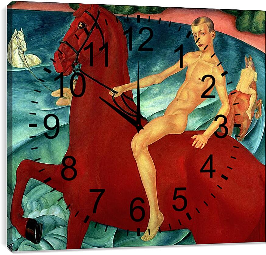 Часы картина - Купание красного коня. Петров-Водкин