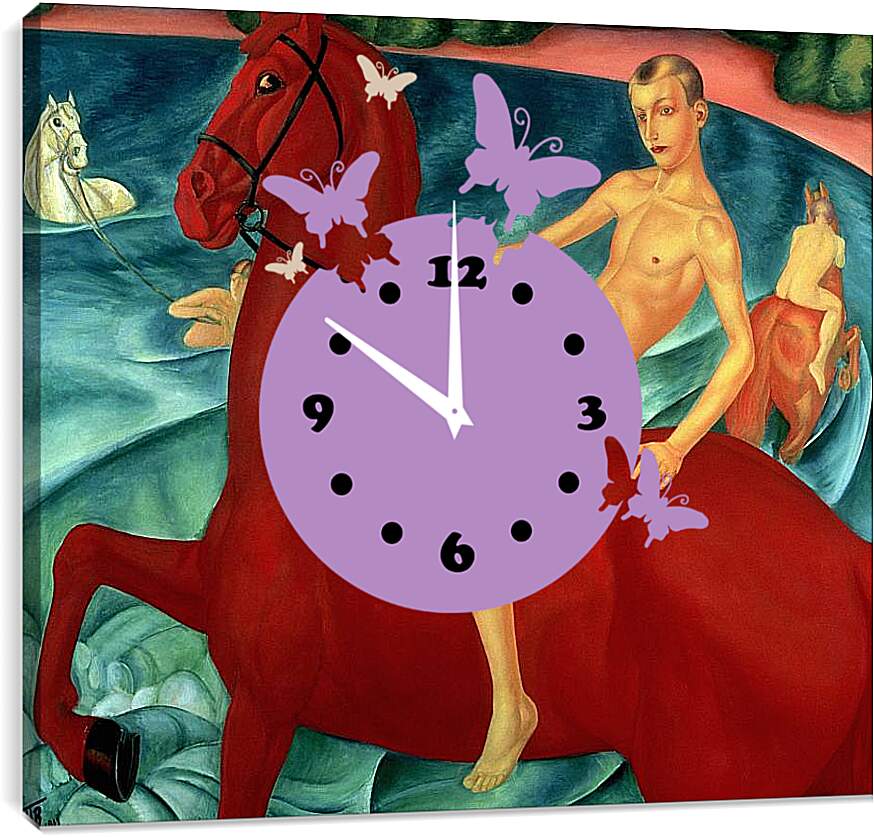 Часы картина - Купание красного коня. Петров-Водкин