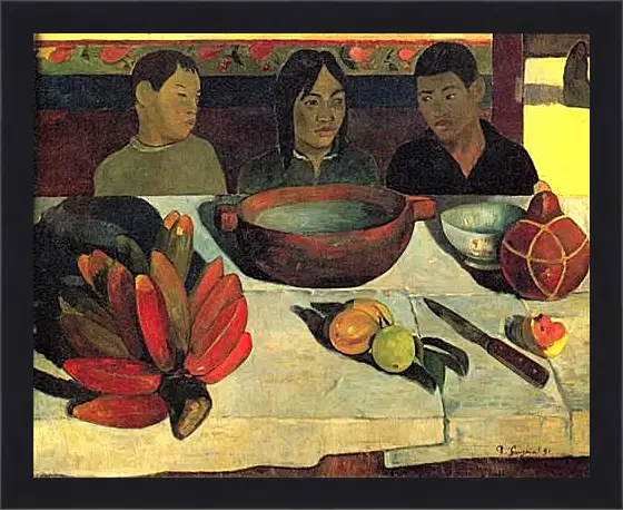 Картина в раме - Le repas. Пища (Бананы). Поль Гоген