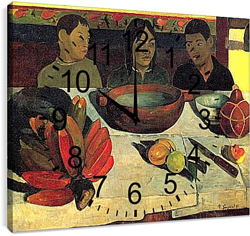 Часы картина - Le repas. Пища (Бананы). Поль Гоген