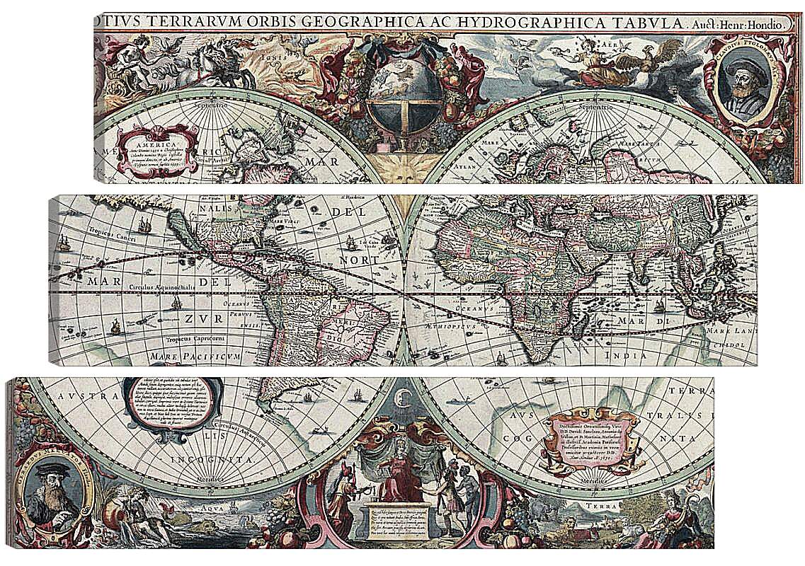 Модульная картина - Старинная карта мира