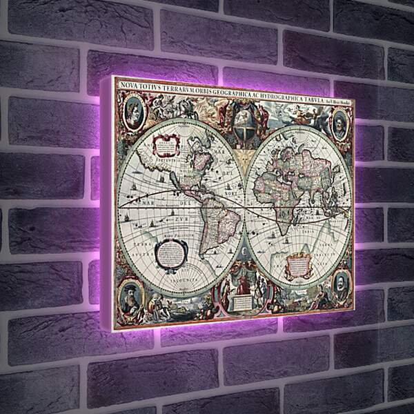 Лайтбокс световая панель - Старинная карта мира
