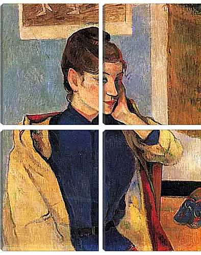 Модульная картина - Portrait of Madelaine Bernardbi, sister of the artist Emile Bernard. Поль Гоген