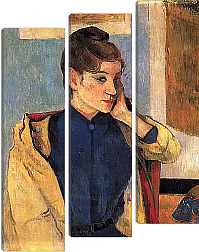 Модульная картина - Portrait of Madelaine Bernardbi, sister of the artist Emile Bernard. Поль Гоген