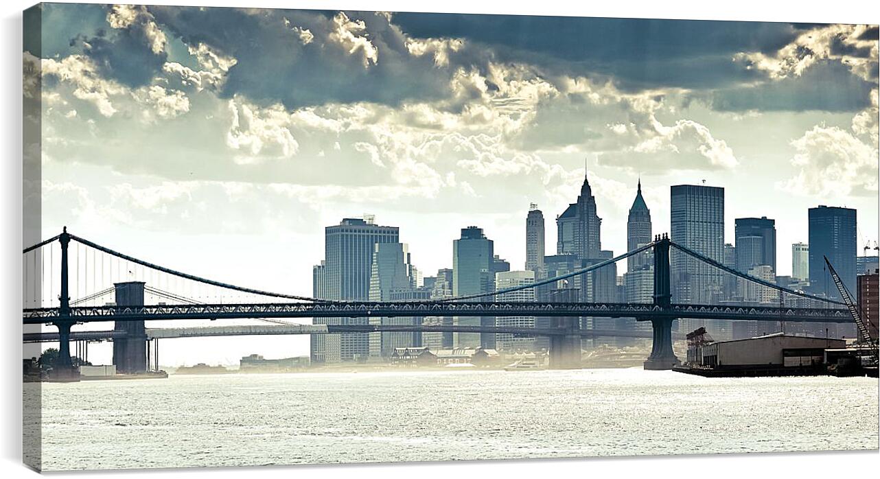 Постер и плакат - Бруклинский мост вид с реки