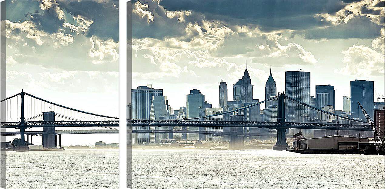 Модульная картина - Бруклинский мост вид с реки
