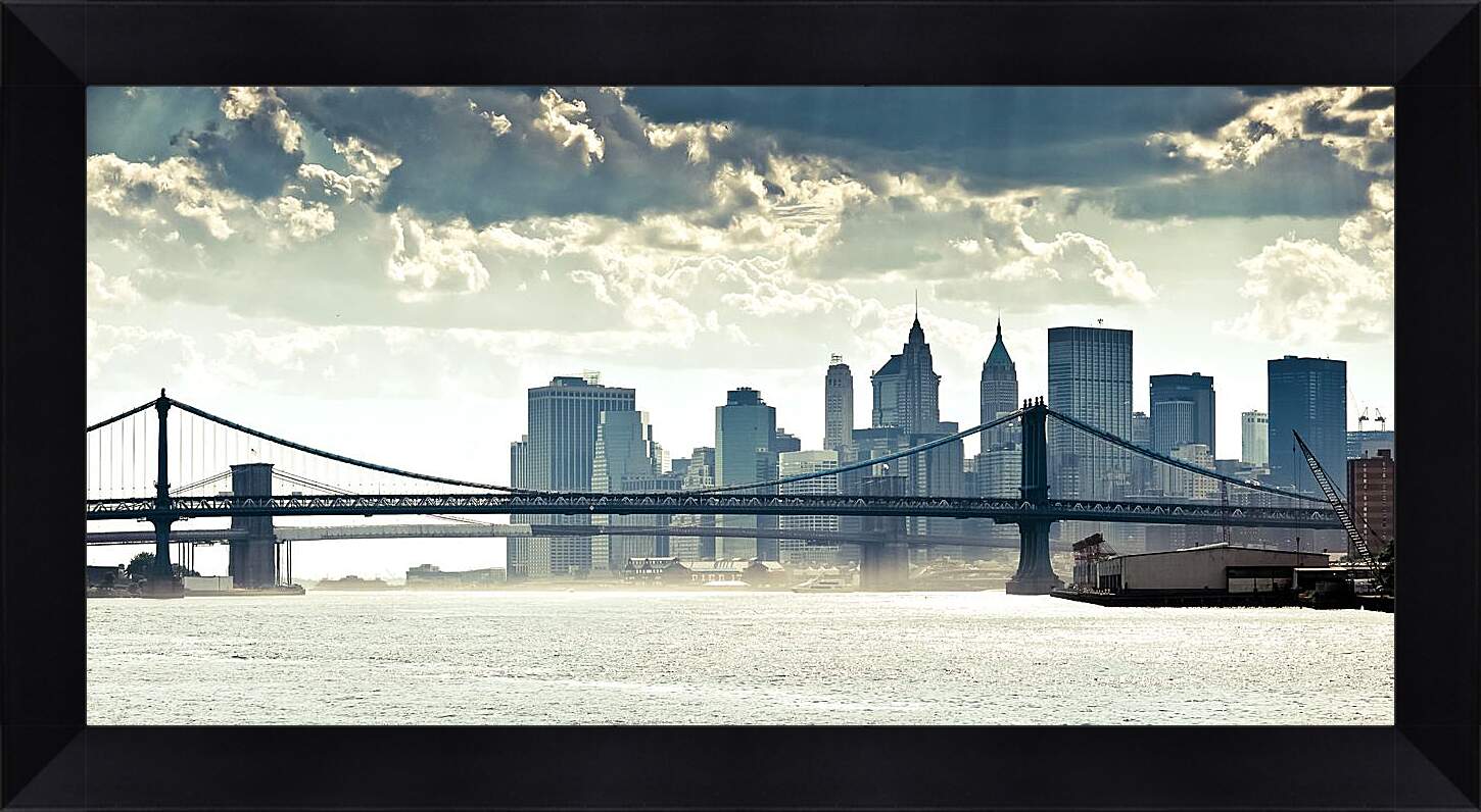 Картина в раме - Бруклинский мост вид с реки