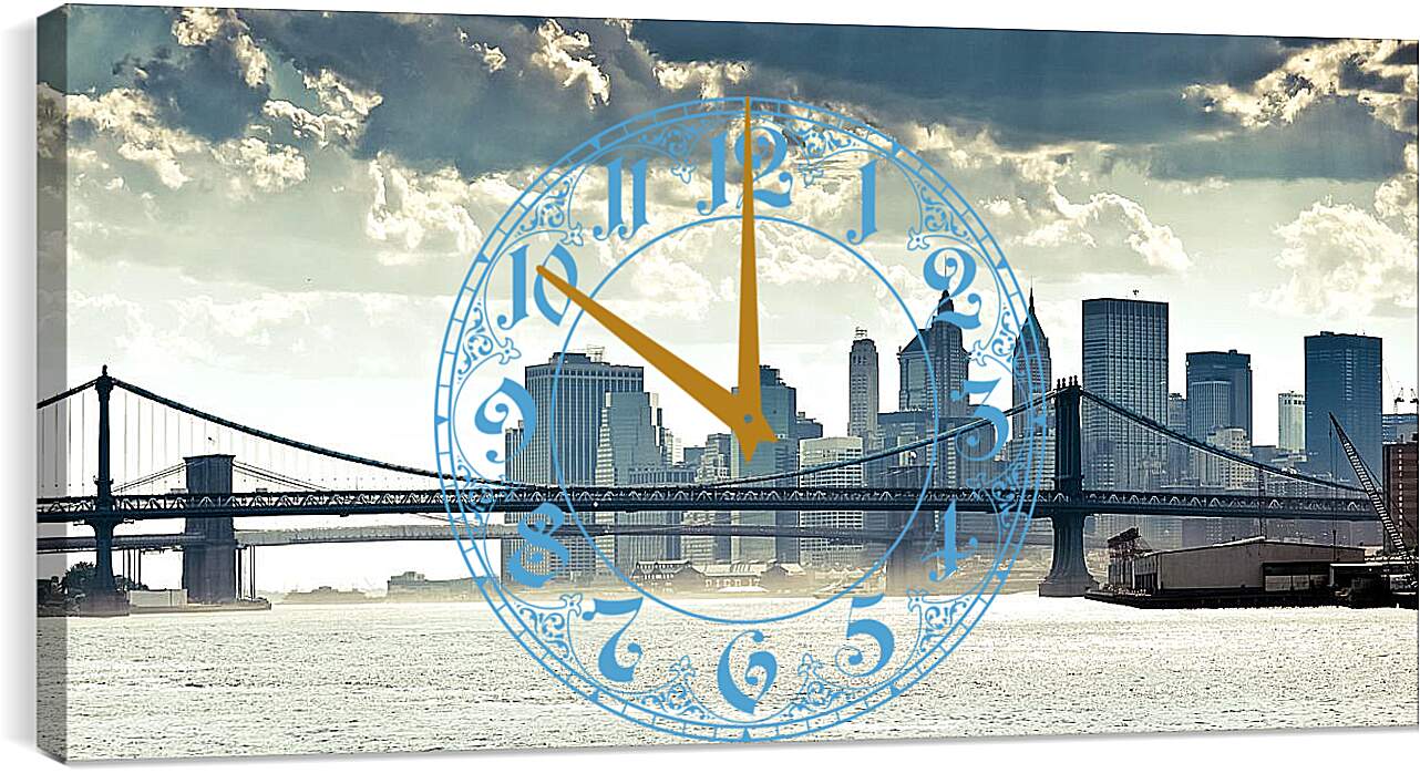 Часы картина - Бруклинский мост вид с реки