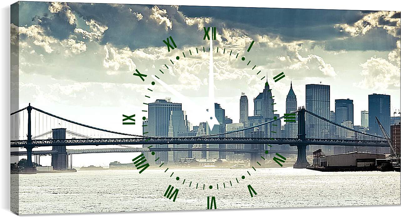 Часы картина - Бруклинский мост вид с реки