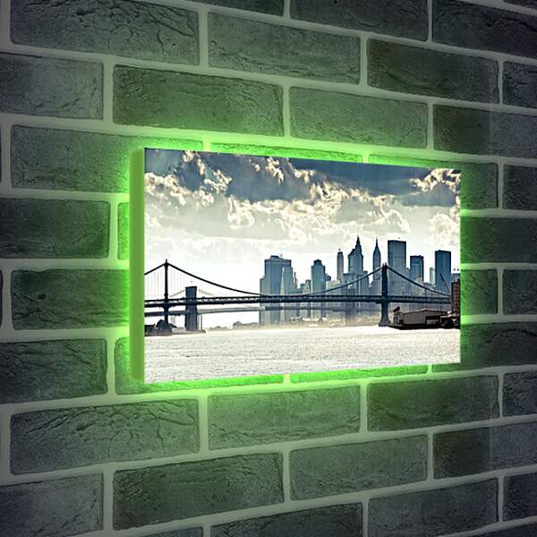 Лайтбокс световая панель - Бруклинский мост вид с реки