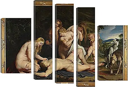 Модульная картина - The Death of Adonis (with Venus, Cupid, and the Three Graces). Питер Пауль Рубенс