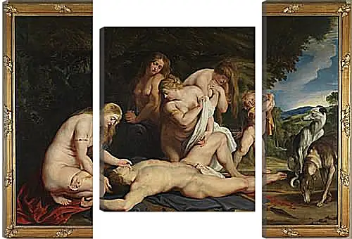 Модульная картина - The Death of Adonis (with Venus, Cupid, and the Three Graces). Питер Пауль Рубенс