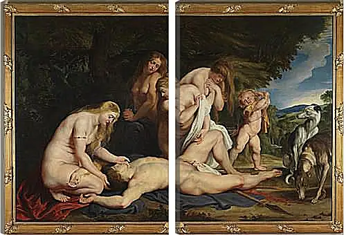 Модульная картина - The Death of Adonis (with Venus, Cupid, and the Three Graces). Питер Пауль Рубенс