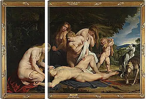 Модульная картина - The Death of Adonis (with Venus, Cupid, and the Three Graces). Питер Пауль Рубенс