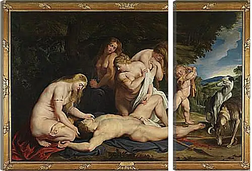 Модульная картина - The Death of Adonis (with Venus, Cupid, and the Three Graces). Питер Пауль Рубенс