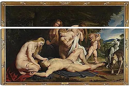 Модульная картина - The Death of Adonis (with Venus, Cupid, and the Three Graces). Питер Пауль Рубенс