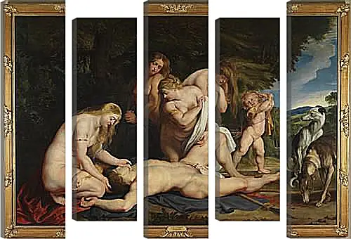 Модульная картина - The Death of Adonis (with Venus, Cupid, and the Three Graces). Питер Пауль Рубенс