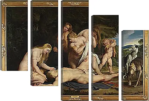 Модульная картина - The Death of Adonis (with Venus, Cupid, and the Three Graces). Питер Пауль Рубенс