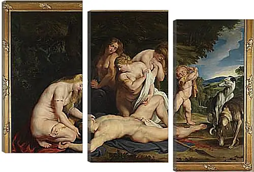 Модульная картина - The Death of Adonis (with Venus, Cupid, and the Three Graces). Питер Пауль Рубенс