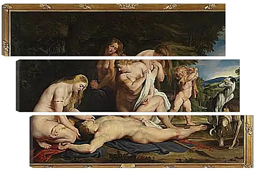 Модульная картина - The Death of Adonis (with Venus, Cupid, and the Three Graces). Питер Пауль Рубенс