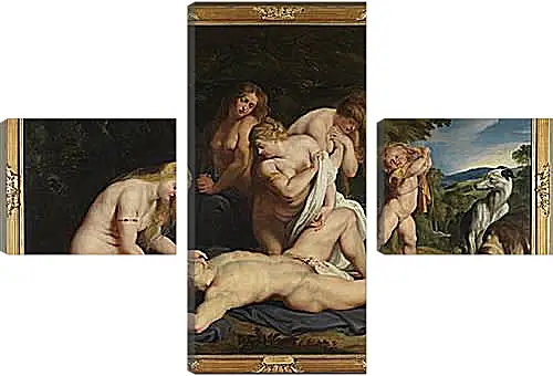 Модульная картина - The Death of Adonis (with Venus, Cupid, and the Three Graces). Питер Пауль Рубенс