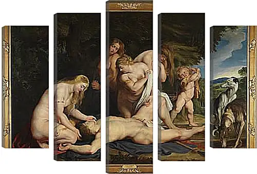 Модульная картина - The Death of Adonis (with Venus, Cupid, and the Three Graces). Питер Пауль Рубенс