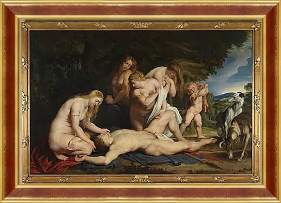 Картина в раме - The Death of Adonis (with Venus, Cupid, and the Three Graces). Питер Пауль Рубенс