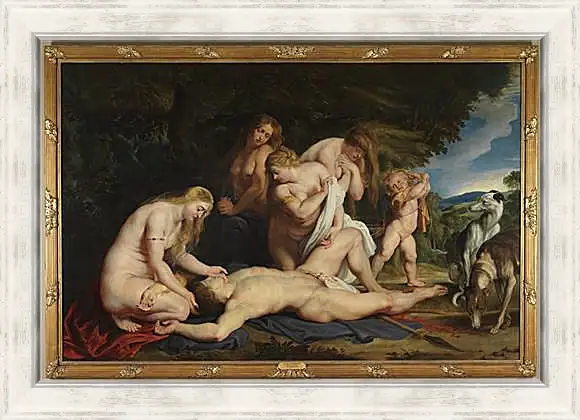 Картина в раме - The Death of Adonis (with Venus, Cupid, and the Three Graces). Питер Пауль Рубенс