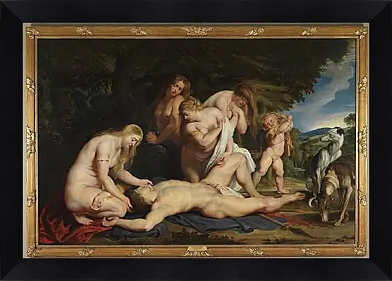 Картина в раме - The Death of Adonis (with Venus, Cupid, and the Three Graces). Питер Пауль Рубенс