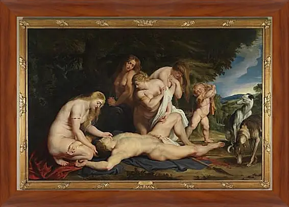 Картина в раме - The Death of Adonis (with Venus, Cupid, and the Three Graces). Питер Пауль Рубенс