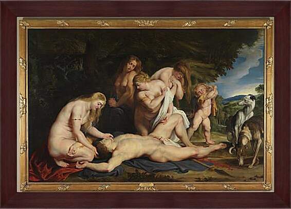 Картина в раме - The Death of Adonis (with Venus, Cupid, and the Three Graces). Питер Пауль Рубенс