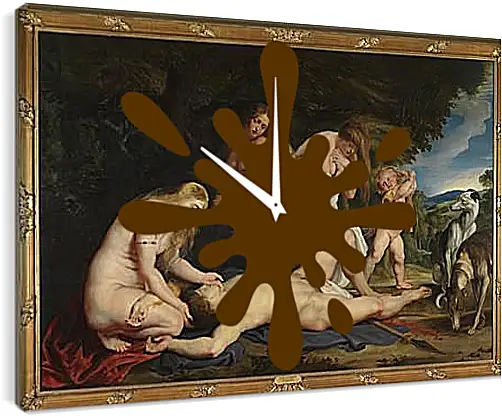Часы картина - The Death of Adonis (with Venus, Cupid, and the Three Graces). Питер Пауль Рубенс