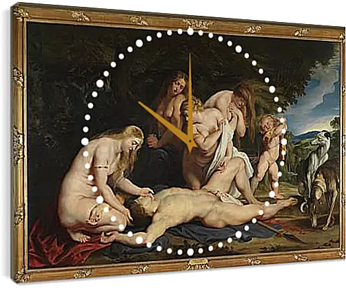 Часы картина - The Death of Adonis (with Venus, Cupid, and the Three Graces). Питер Пауль Рубенс