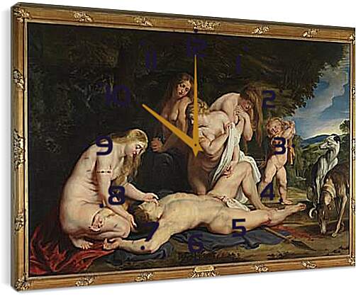 Часы картина - The Death of Adonis (with Venus, Cupid, and the Three Graces). Питер Пауль Рубенс