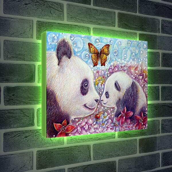 Лайтбокс световая панель - Две панды