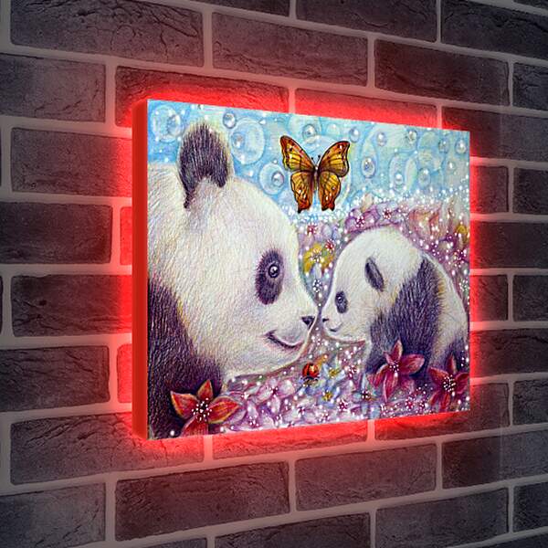 Лайтбокс световая панель - Две панды