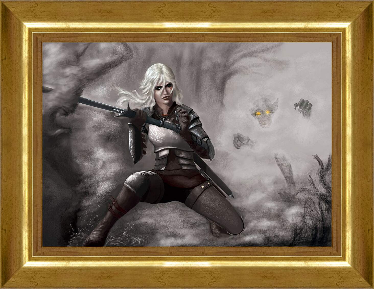 Картина в раме - Цири с мечом