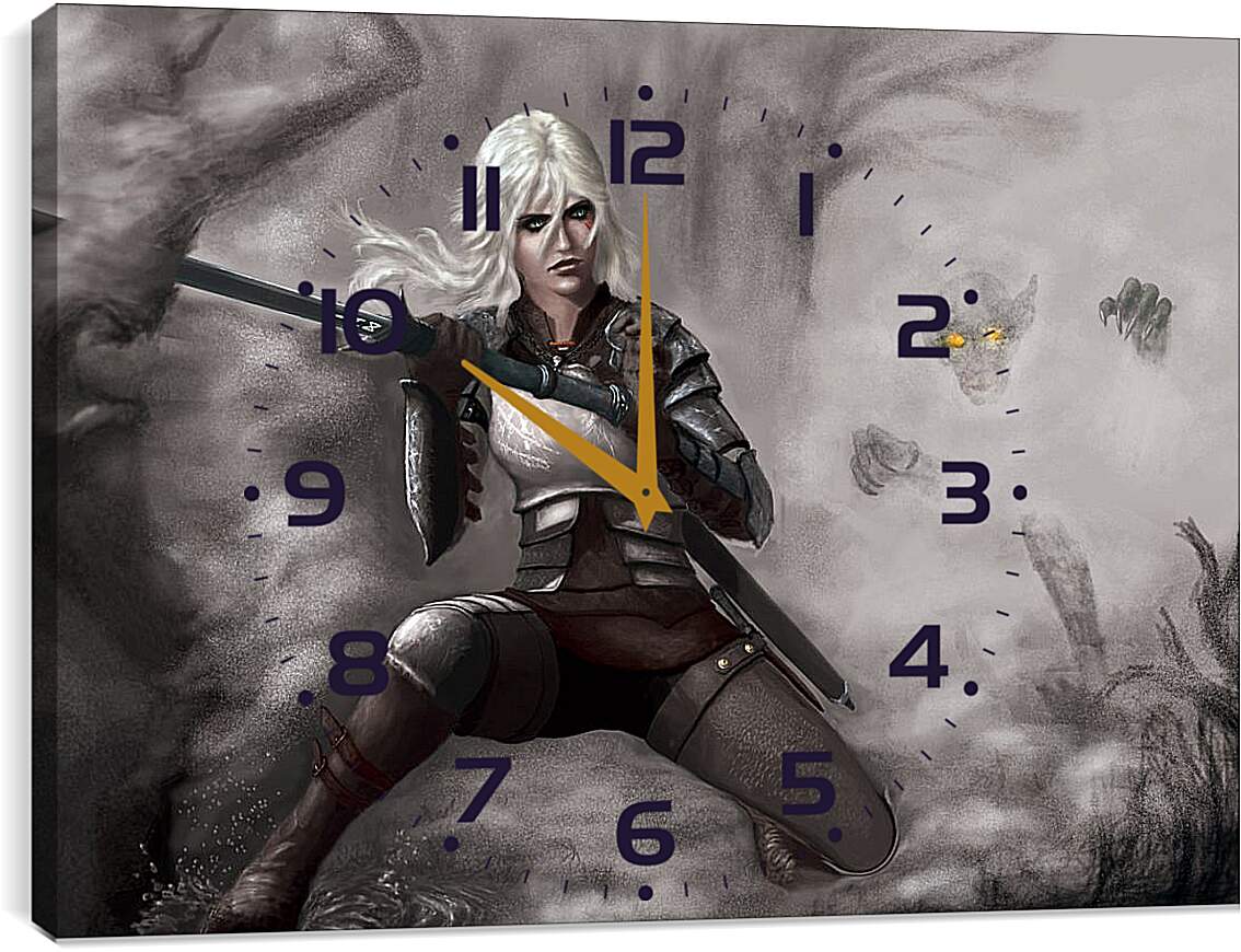 Часы картина - Цири с мечом