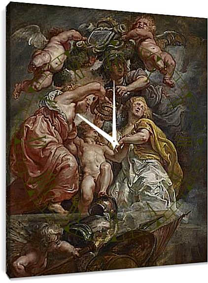 Часы картина - The Union of England and Scotland (Charles I as Prince of Wales). Питер Пауль Рубенс