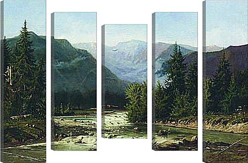 Модульная картина - Швейцарский пейзаж. Мещерский Арсений