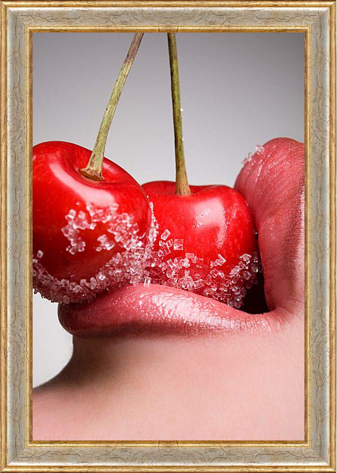 Картина в раме - Сахарные вишни