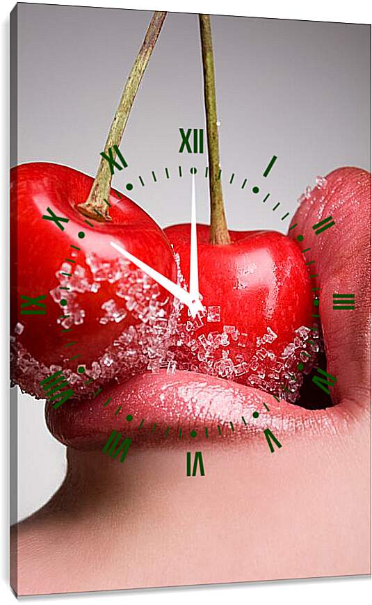Часы картина - Сахарные вишни