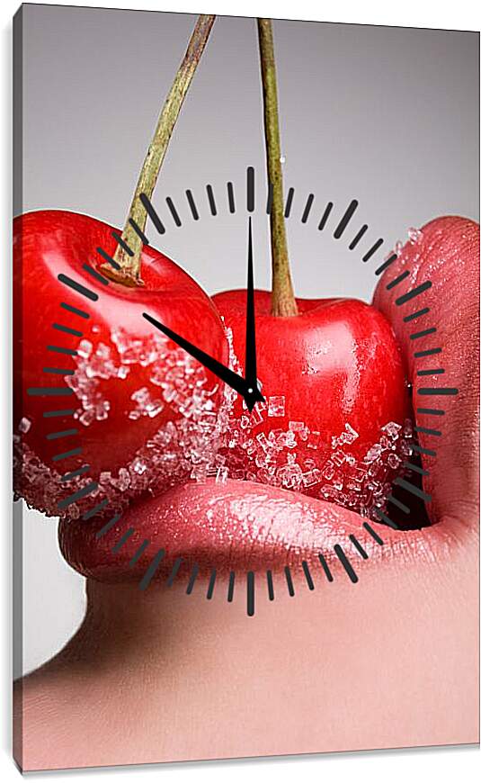 Часы картина - Сахарные вишни