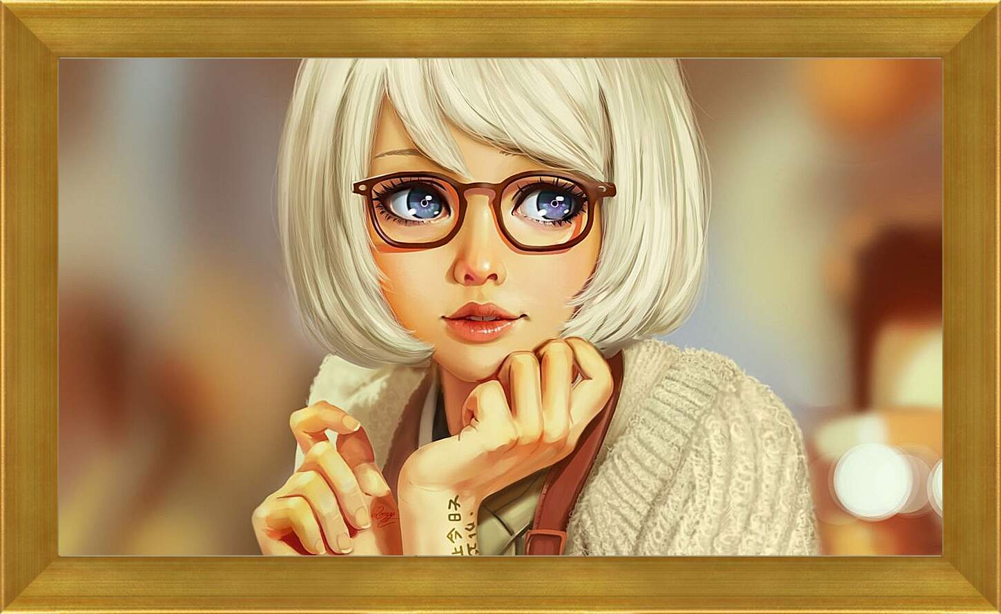 Картина в раме - Девушка в очках