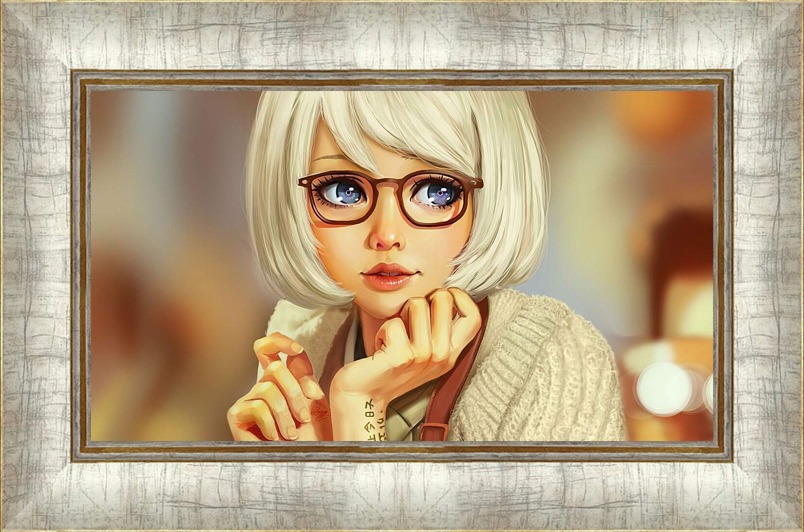 Картина в раме - Девушка в очках