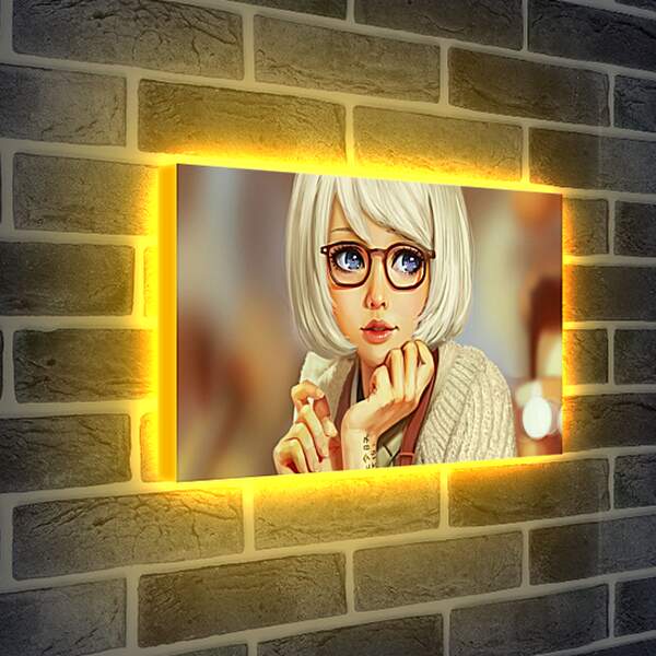 Лайтбокс световая панель - Девушка в очках