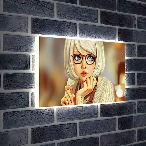 Лайтбокс световая панель - Девушка в очках