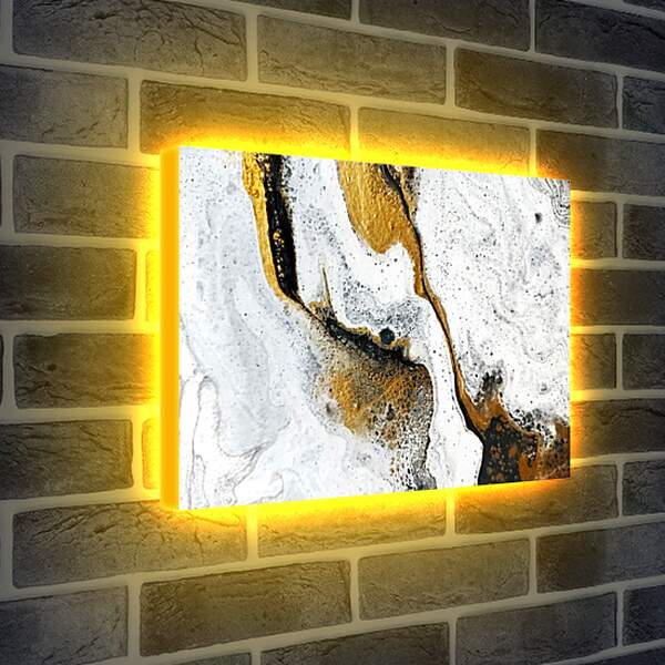 Лайтбокс световая панель - Разлитое золото. Чернильный пейзаж